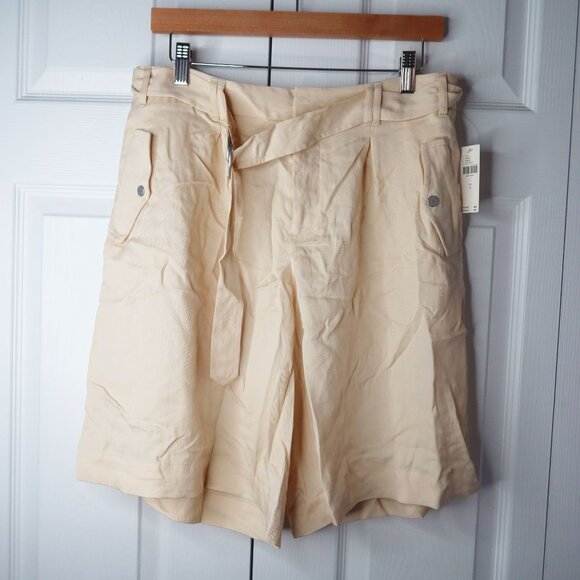Anthropologie Light Sand Belted Wide Leg Shorts Women's Size 8 NWT